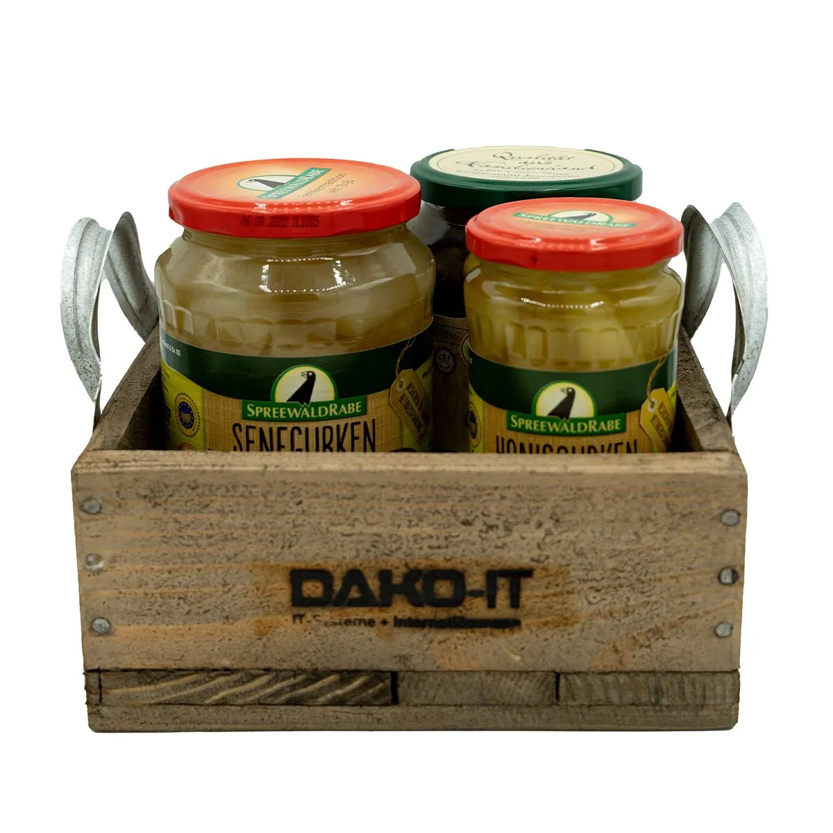 3 Gurkengläser mit DAKO-IT Träger